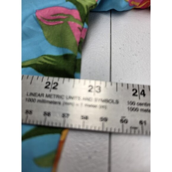 King Kamehameha Shirt Mens XL Blue Hawaiian Aloha Floral Print Pineapple Camp - Picture 9 of 10